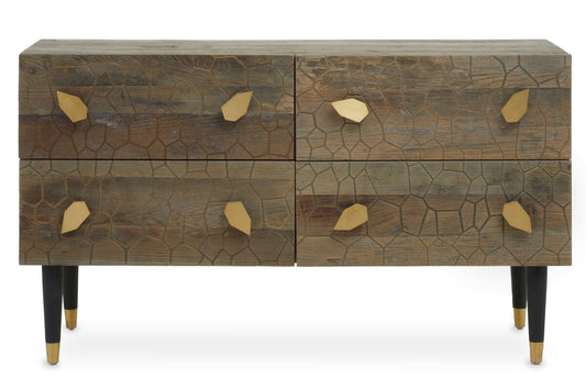 Natural Recycled Elm Wood 4 Drawer Chest