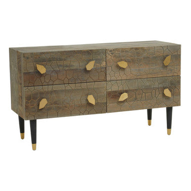 Malay Natural Recycled Elm Wood 4 Drawer Chest
