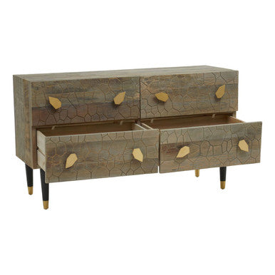 Malay Natural Recycled Elm Wood 4 Drawer Chest