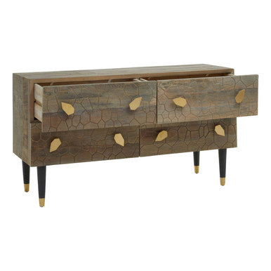 Malay Natural Recycled Elm Wood 4 Drawer Chest