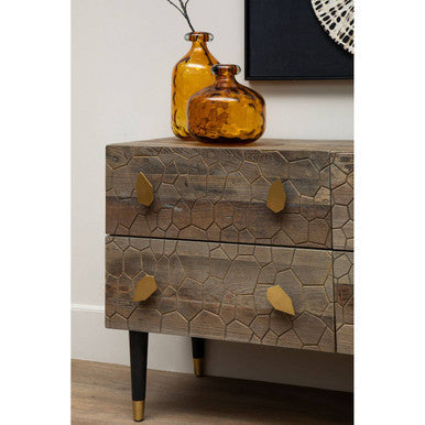 Malay Natural Recycled Elm Wood 4 Drawer Chest