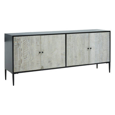 Grey Recycled Pine Wood 4 Door Sideboard