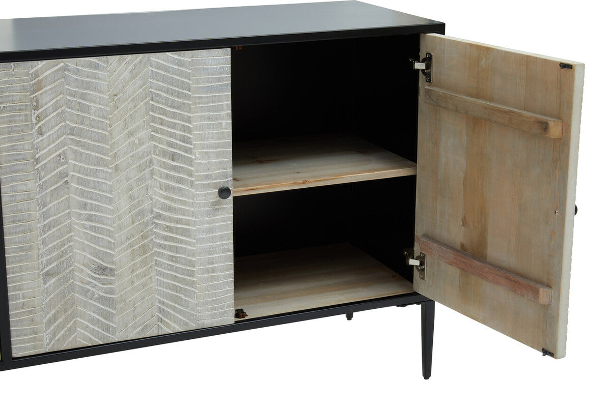 Luxor Grey Recycled Pine Wood 4 Door Sideboard