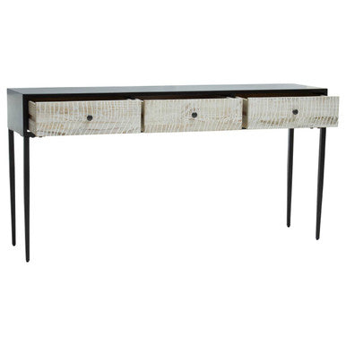 Luxor Grey Recycled Pine Wood 3 Drawer Console Table
