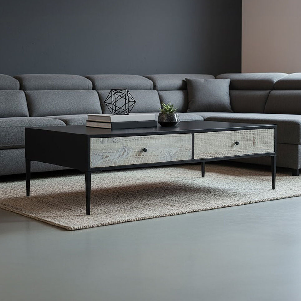 Luxor Grey Recycled Pine Wood Coffee Table with Drawers