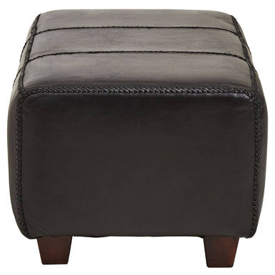 Inca Black Leather and Teak Wood Bench