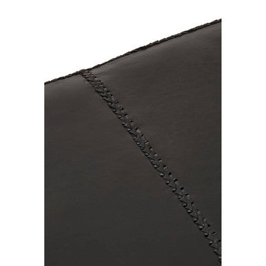 Inca Black Leather and Teak Wood Bench