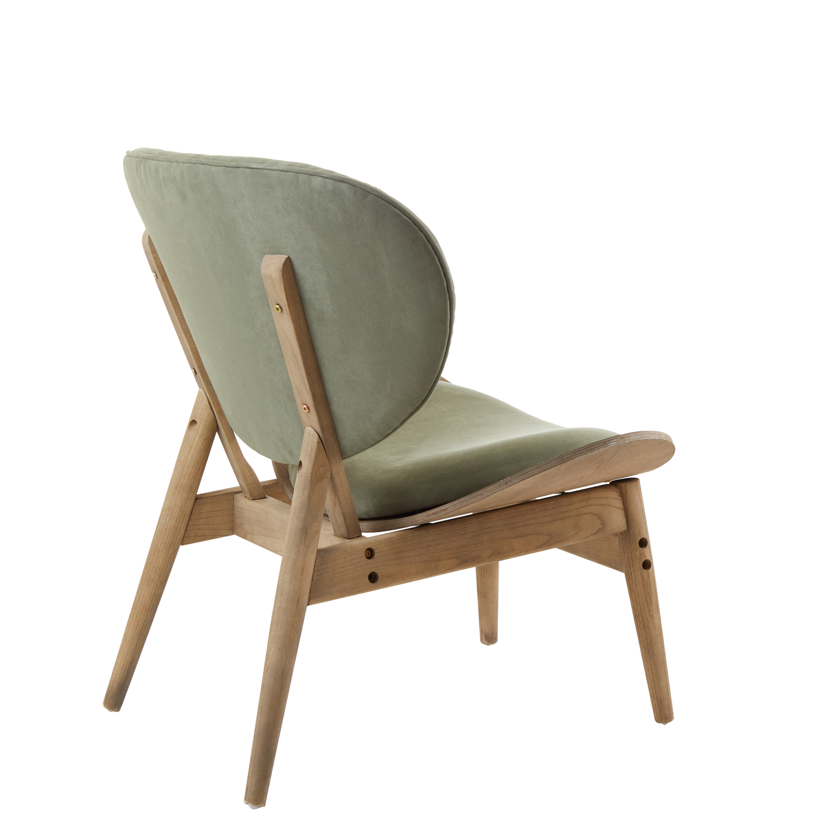Vinsi Green Velvet Chair with Grey Elm Wood Frame
