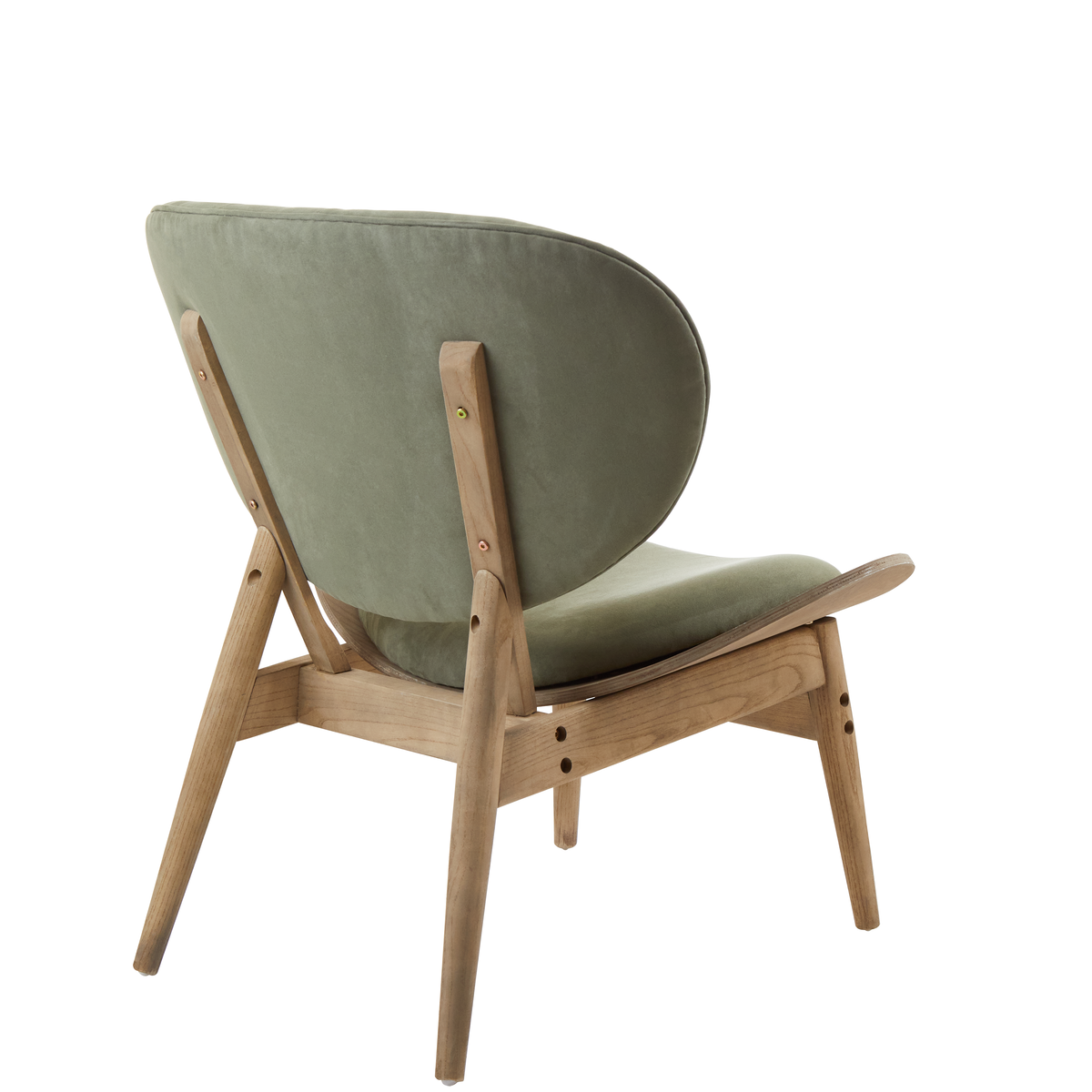 Vinsi Green Velvet Chair with Grey Elm Wood Frame