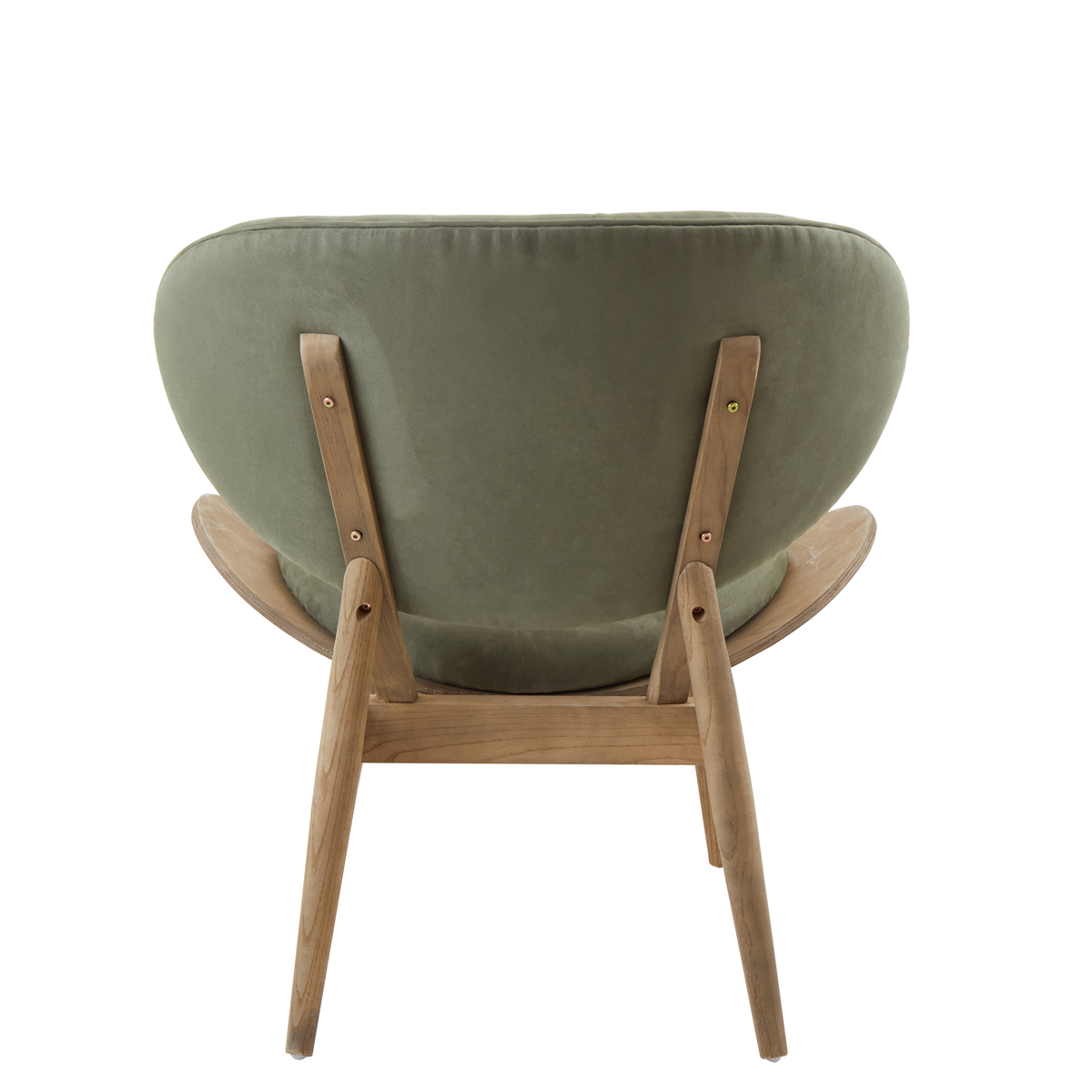 Vinsi Green Velvet Chair with Grey Elm Wood Frame