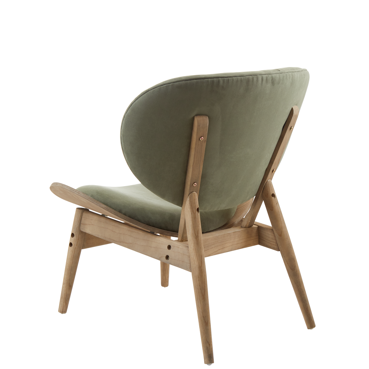 Vinsi Green Velvet Chair with Grey Elm Wood Frame