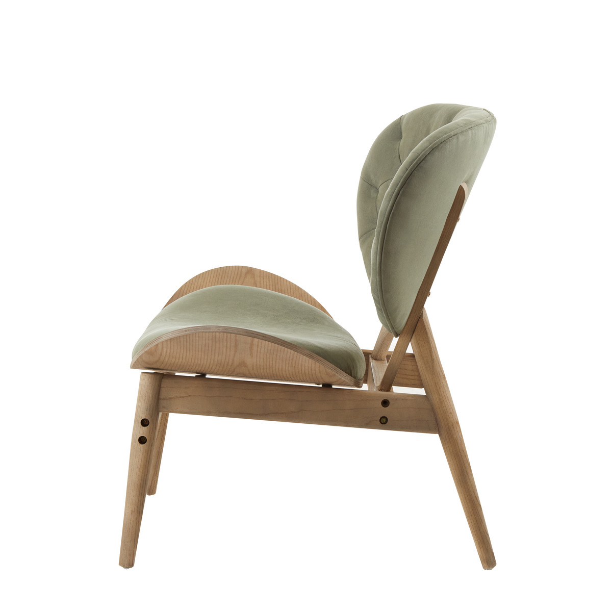Vinsi Green Velvet Chair with Grey Elm Wood Frame