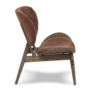 Vinsi Brown Velvet Chair with Dark Elm Wood Frame