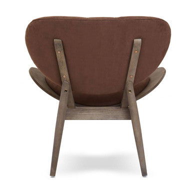 Vinsi Brown Velvet Chair with Dark Elm Wood Frame