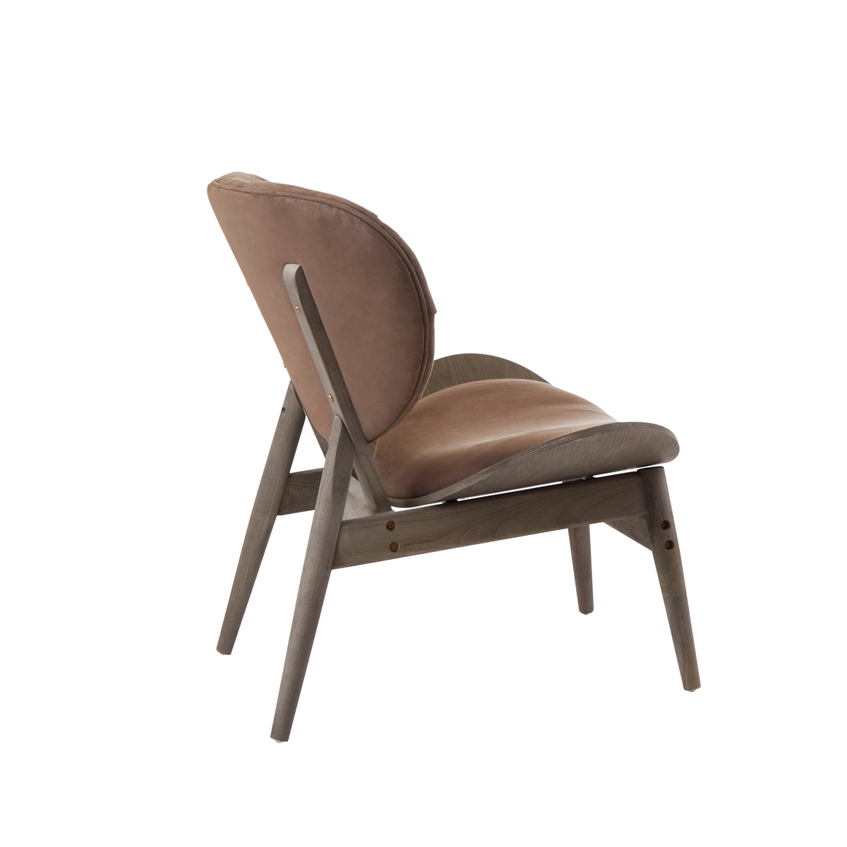 Vinsi Brown Velvet Chair with Dark Elm Wood Frame