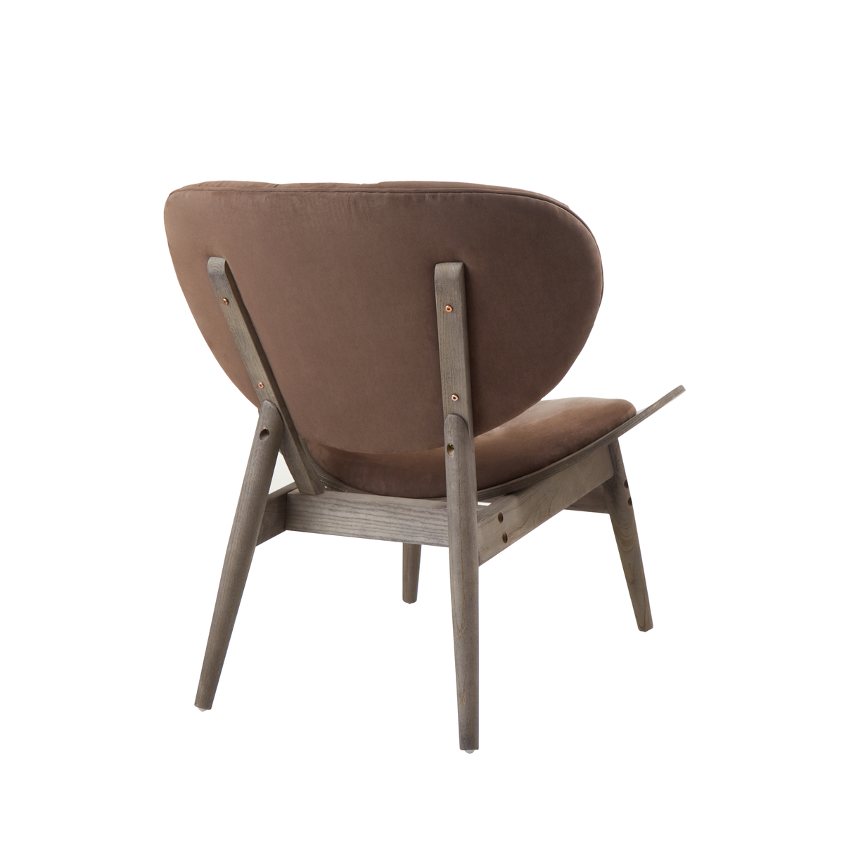 Vinsi Brown Velvet Chair with Dark Elm Wood Frame