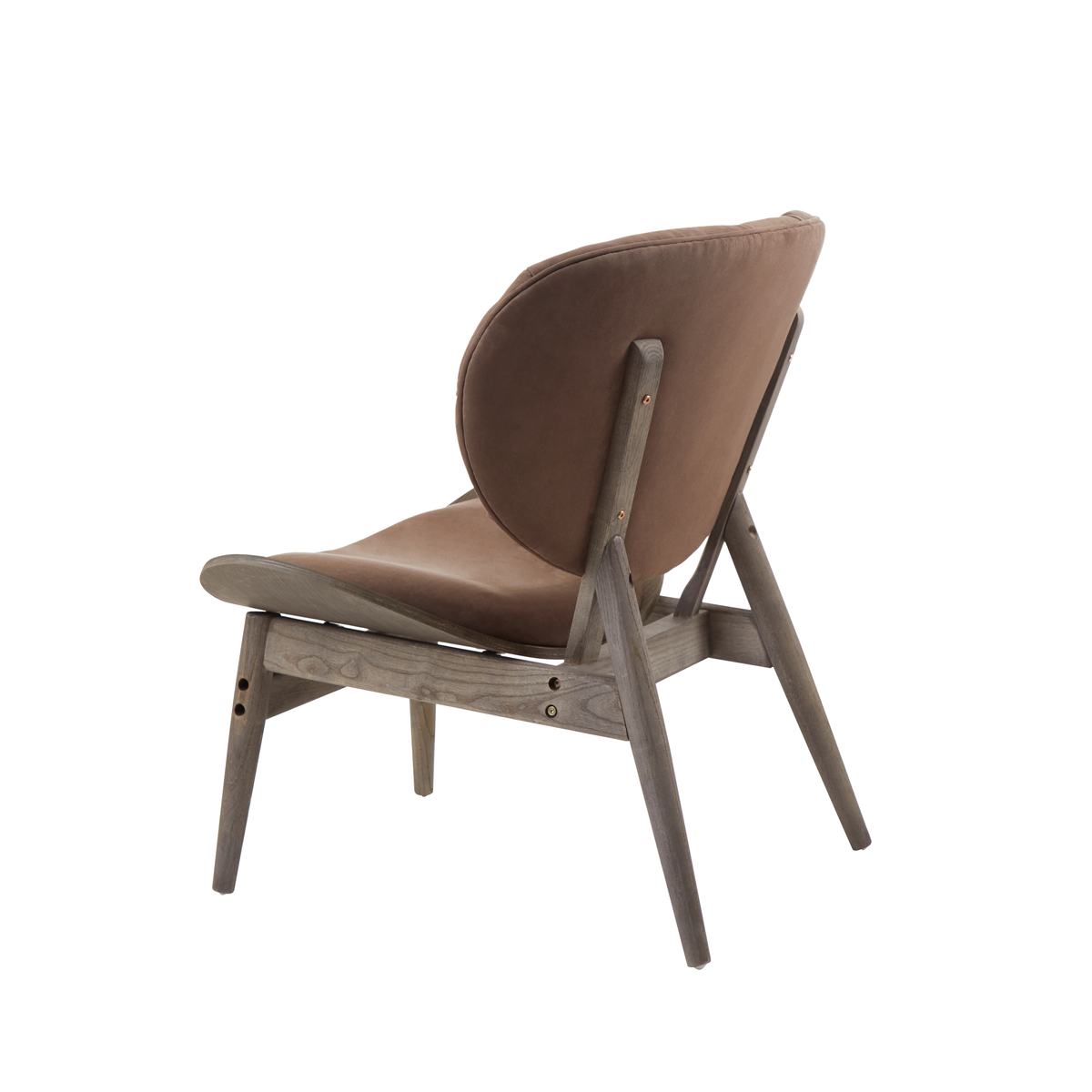 Vinsi Brown Velvet Chair with Dark Elm Wood Frame