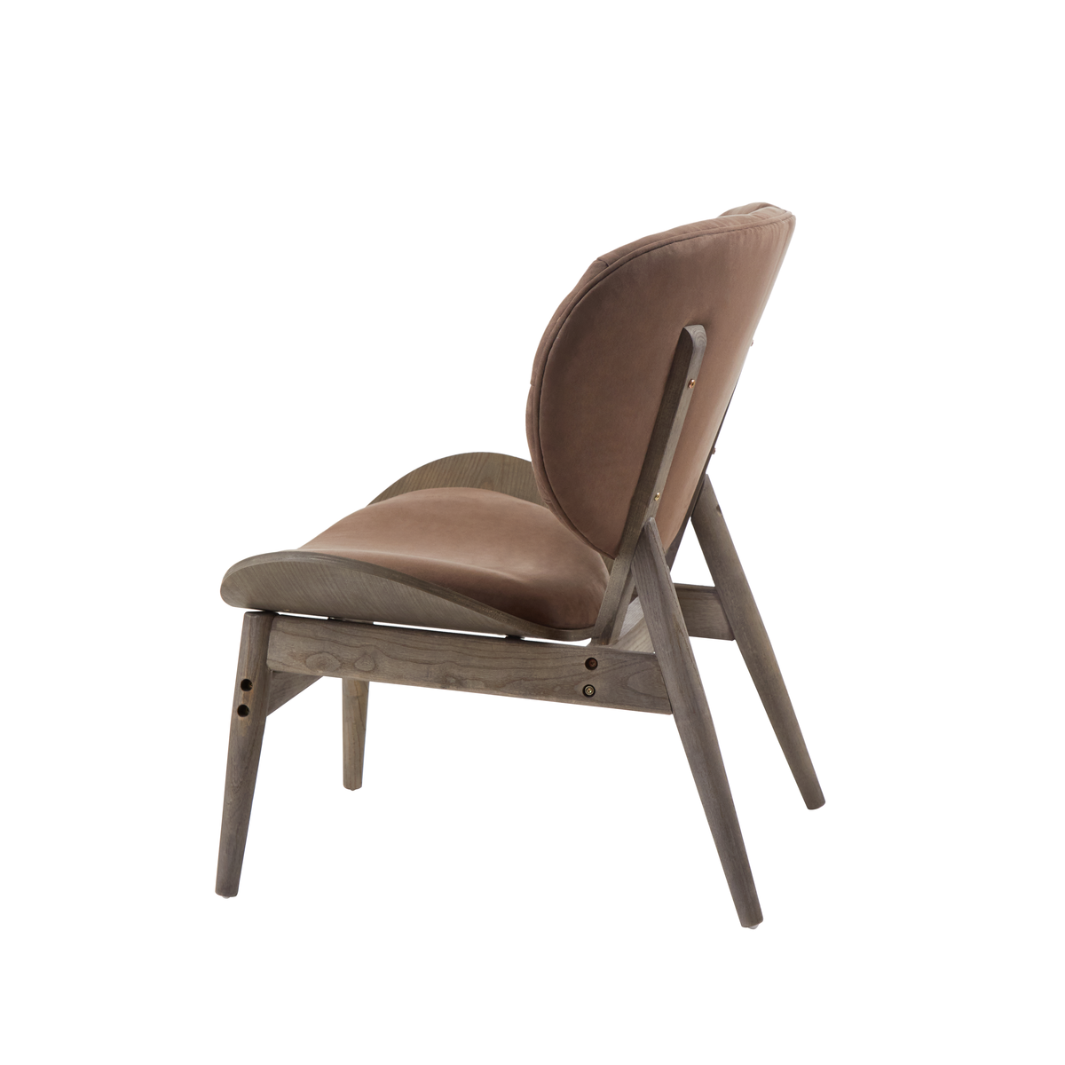 Vinsi Brown Velvet Chair with Dark Elm Wood Frame