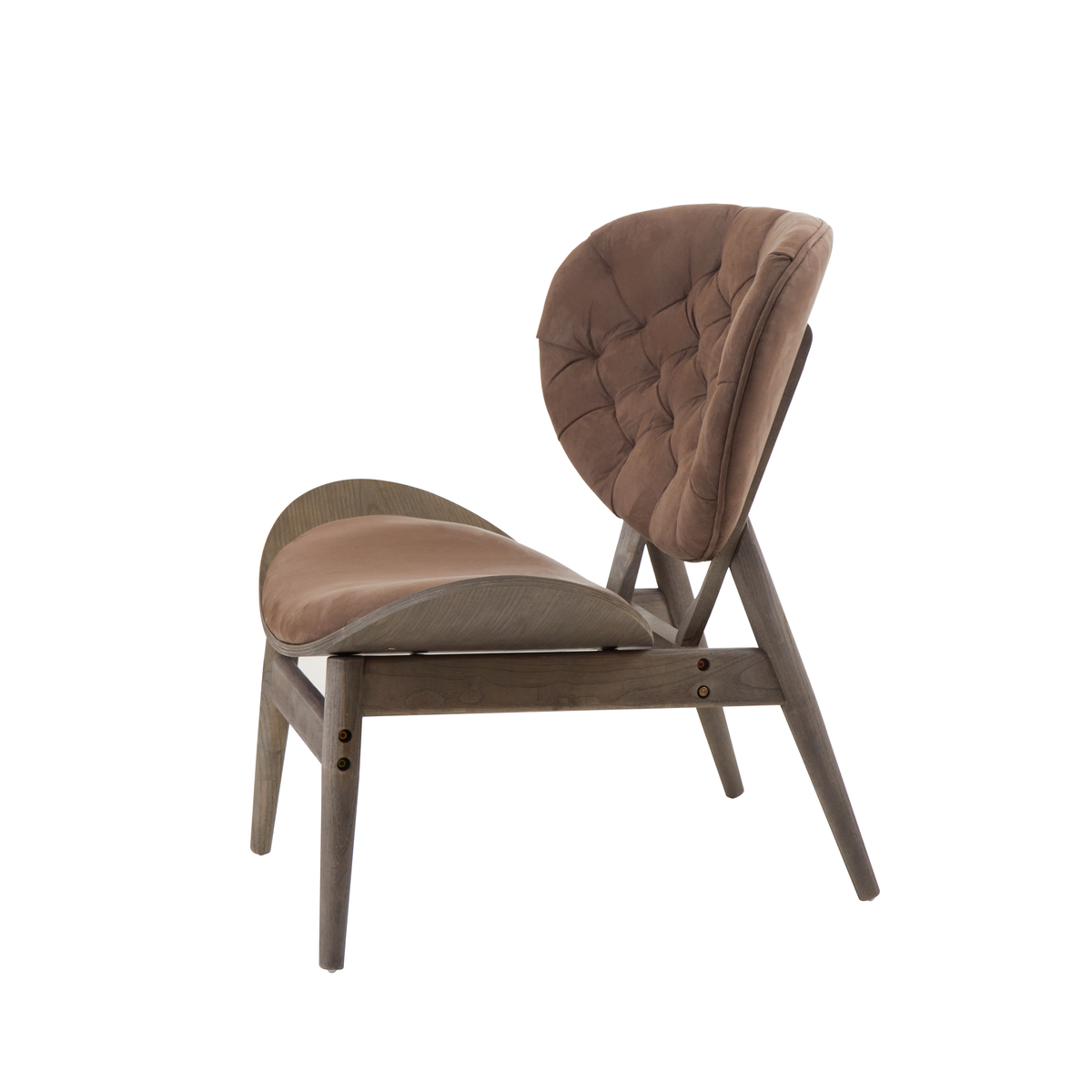 Vinsi Brown Velvet Chair with Dark Elm Wood Frame