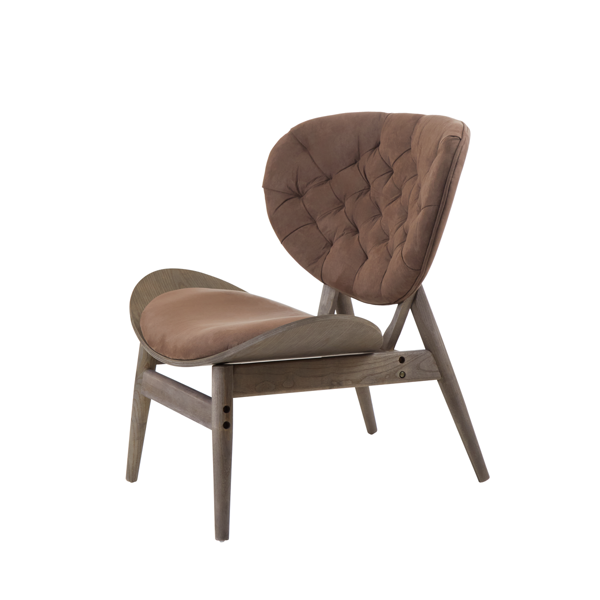 Vinsi Brown Velvet Chair with Dark Elm Wood Frame