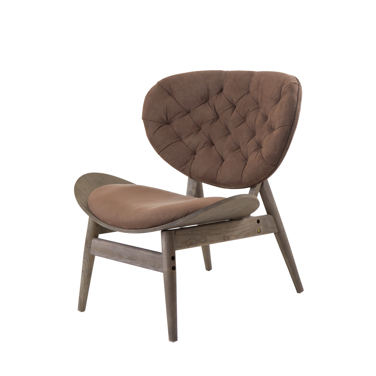 Vinsi Brown Velvet Chair with Dark Elm Wood Frame