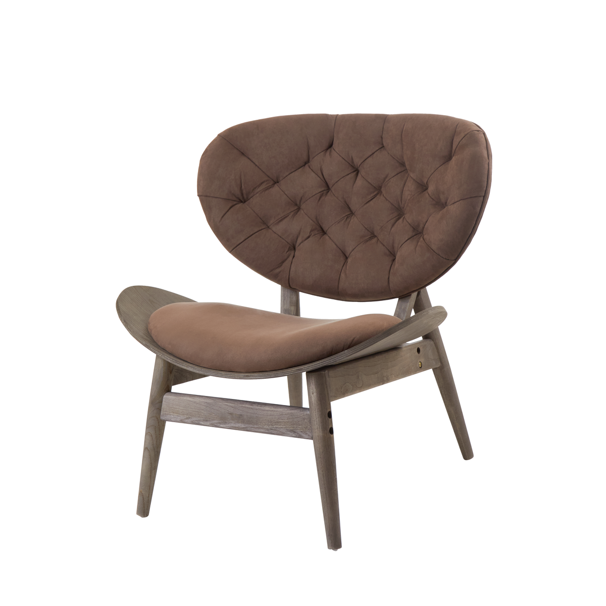 Vinsi Brown Velvet Chair with Dark Elm Wood Frame