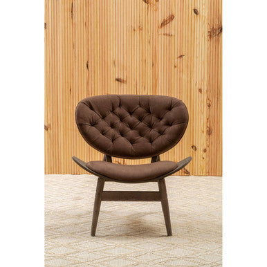 Vinsi Brown Velvet Chair with Dark Elm Wood Frame