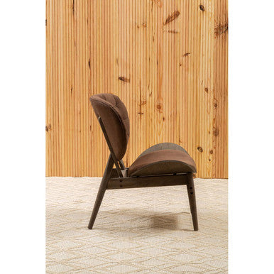 Vinsi Brown Velvet Chair with Dark Elm Wood Frame