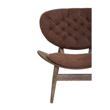 Vinsi Brown Velvet Chair with Dark Elm Wood Frame