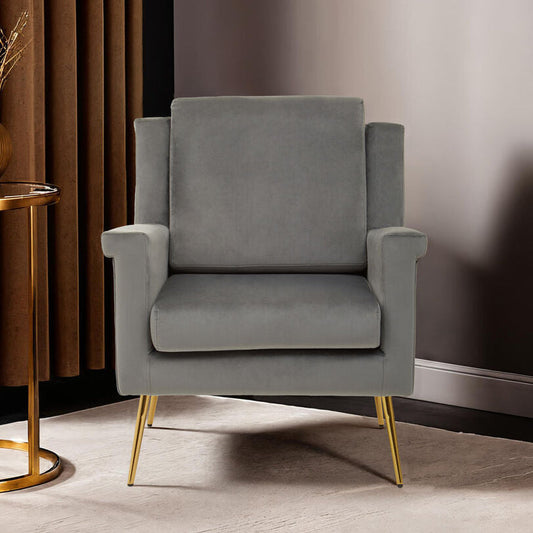 Salma Grey Velvet Armchair