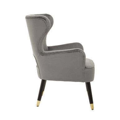Sloan Grey Velvet Channel Tufted Armchair