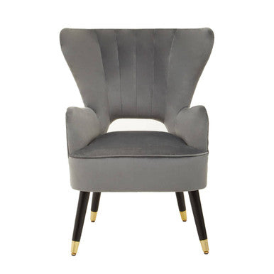 Sloan Grey Velvet Channel Tufted Armchair