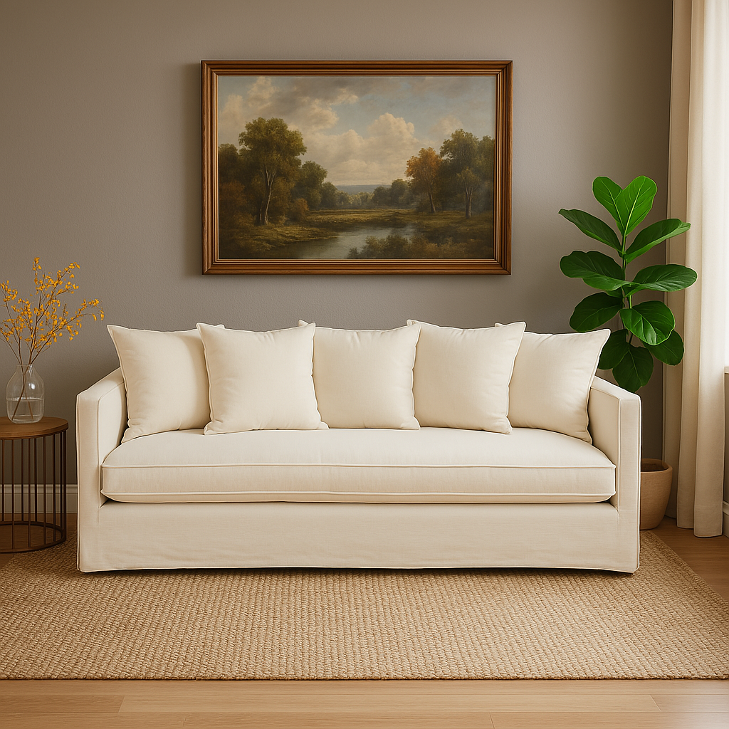 Antibes Cream Fabric 3 Seater Sofa