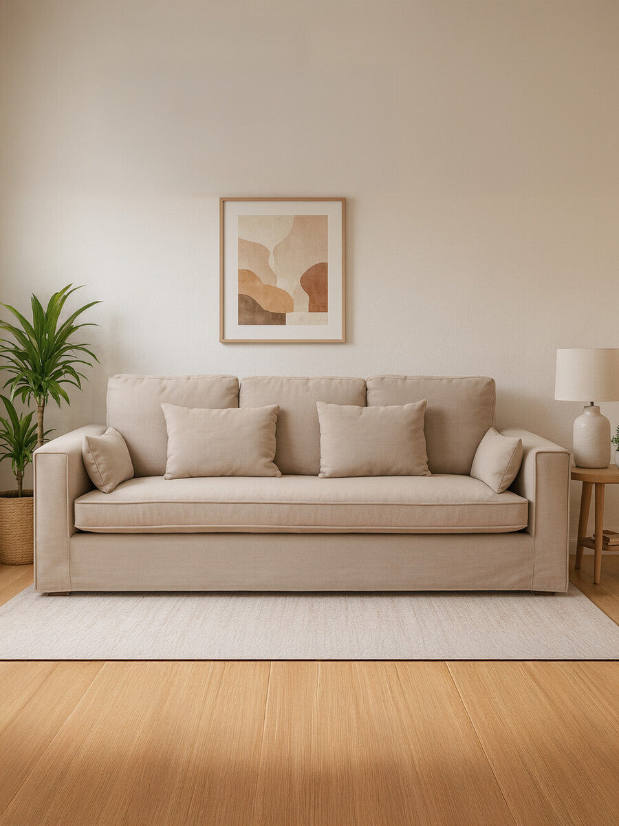 Menton Grey Linen 3 Seater Sofa