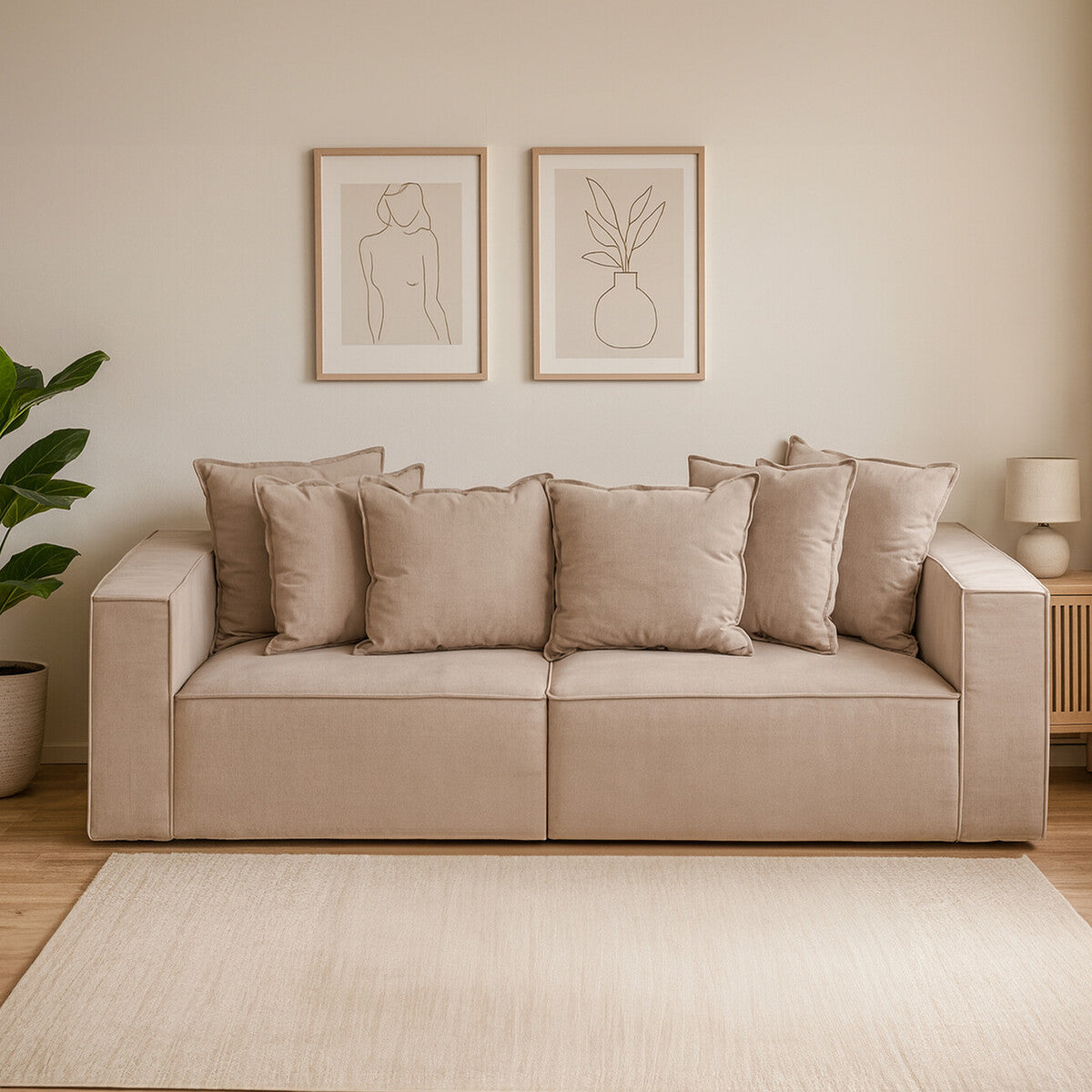 Marseille Grey Linen 3 Seater Sofa