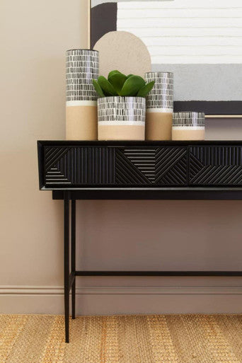 Jakara Black Finish Wooden 2 Drawer Console Table