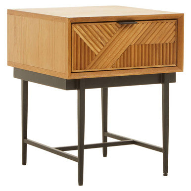 Jakara Natural Finish Oak Veneer 1 Drawer Side Table