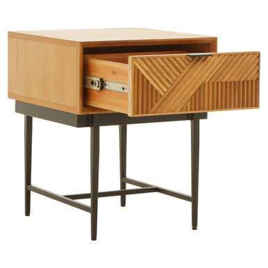 Jakara Natural Finish Oak Veneer 1 Drawer Side Table
