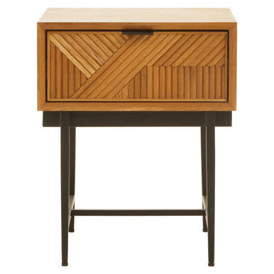 Jakara Natural Finish Oak Veneer 1 Drawer Side Table