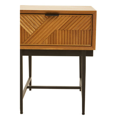 Jakara Natural Finish Oak Veneer 1 Drawer Side Table
