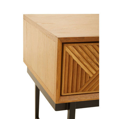 Jakara Natural Finish Oak Veneer 1 Drawer Side Table