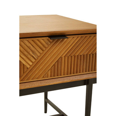Jakara Natural Finish Oak Veneer 1 Drawer Side Table