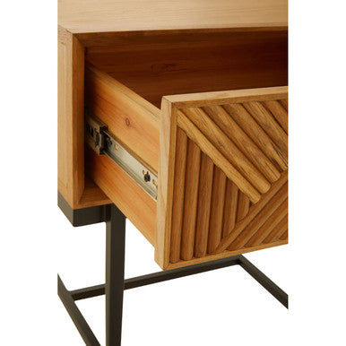 Jakara Natural Finish Oak Veneer 1 Drawer Side Table