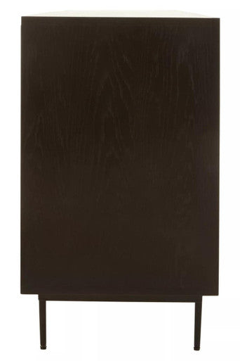 Jakara Black Finish Wooden 4 Door Sideboard with 3 Drawers