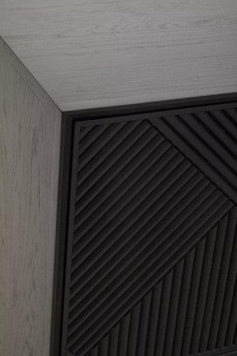 Jakara Black Finish Wooden 4 Door Sideboard with 3 Drawers