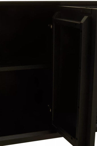 Jakara Black Finish Wooden 4 Door Sideboard with 3 Drawers