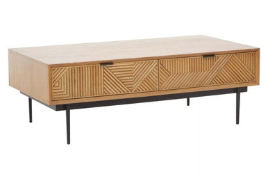 Jakara Natural Finish Oak Veneer 2 Drawer Coffee Table