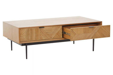 Jakara Natural Finish Oak Veneer 2 Drawer Coffee Table