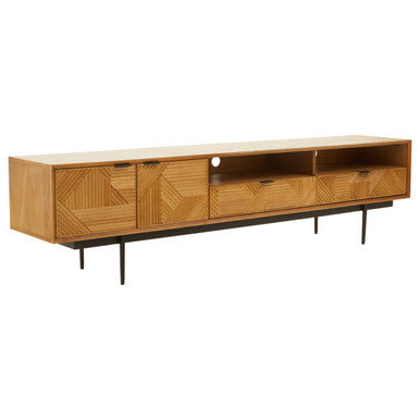 Jakara Natural Wood Finish Carved Media Unit