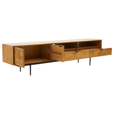 Jakara Natural Wood Finish Carved Media Unit